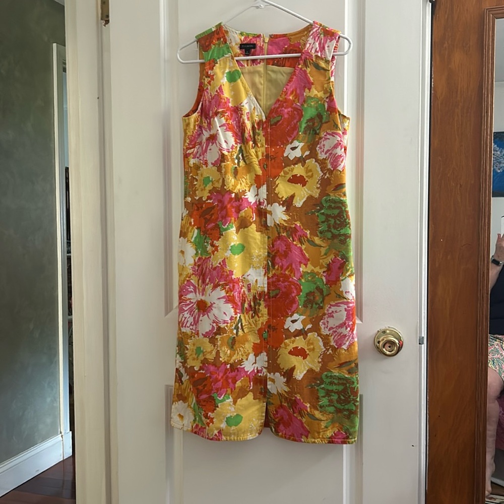 Talbots size 6 yellow, pink and green dress